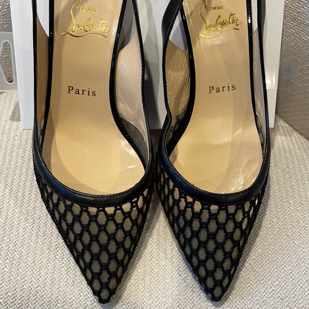 Black Sling Back Christian Louboutins Heels 39.5